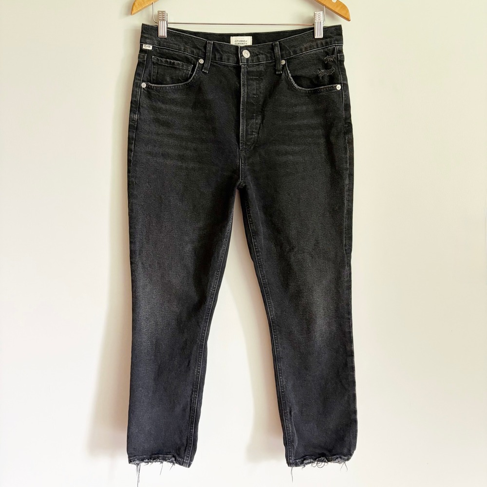 Citizens of Humanity Jolene High Rise Straight Leg Jeans Size 30 Washed Black